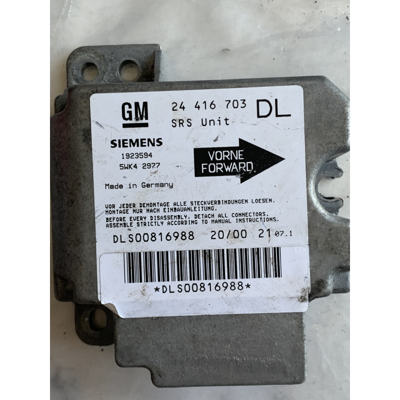Блок керування Airbag Opel Astra G/Opel Zafira A 5WK42977 24416703 DL 1923594